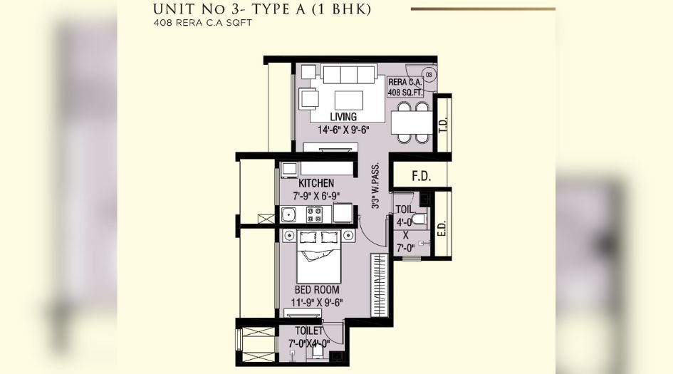 Omkaar-The-Grand-Floor-Plan-1 BHK-408 Sqft